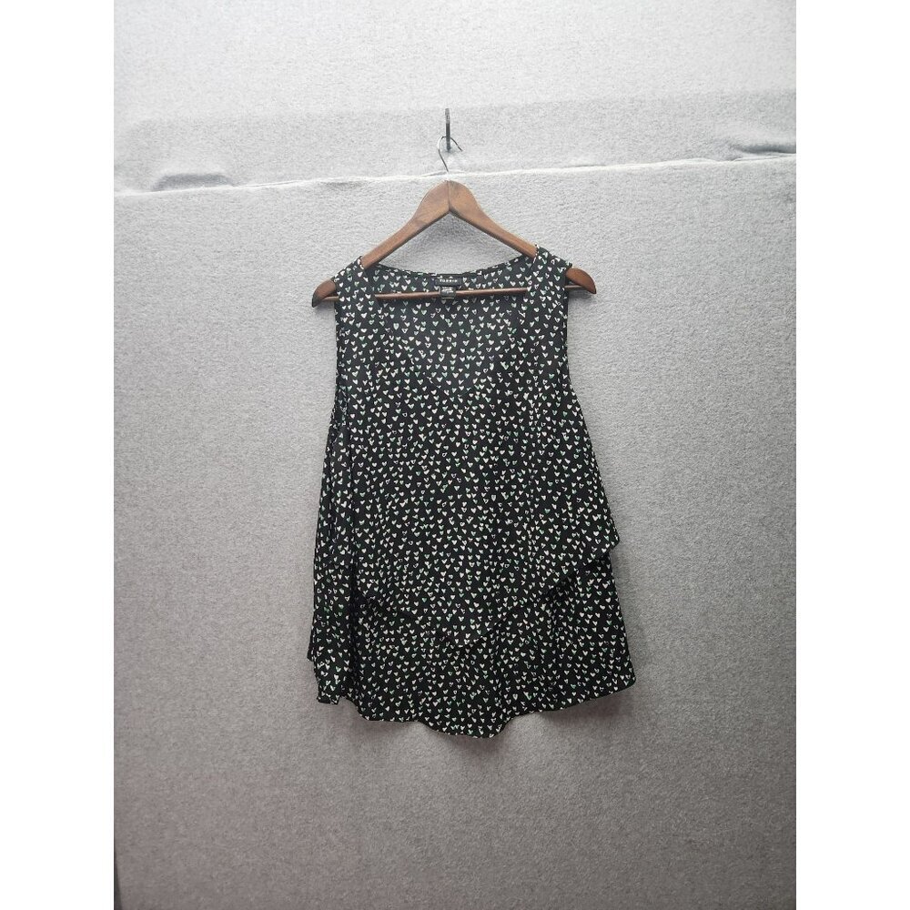 Torrid Womens Layered‎ Black Heart Print Sleeveless Blouse Size 1 Polyester